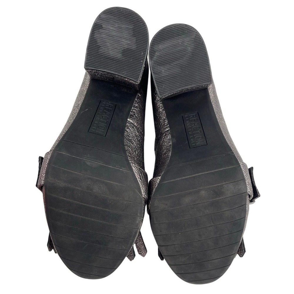 Kenneth Cole Reaction Metallic Pewter Kiltie Fringe Block Heel Loafer Pumps 8.5 - Picture 7 of 7